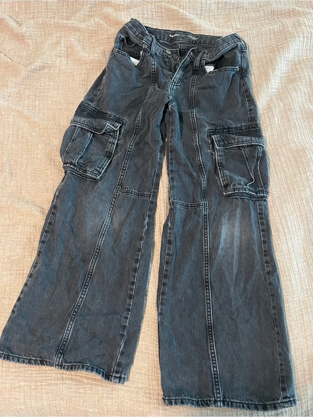 Old Navy Black Wide-Leg Cargo Jeans for Kids